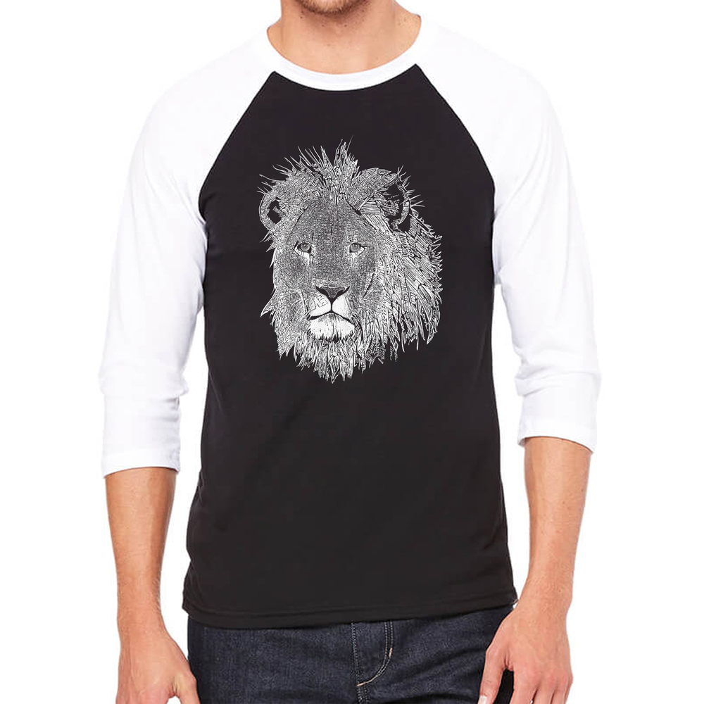 Men's Raglan Baseball Word Art T-shirt - Lion